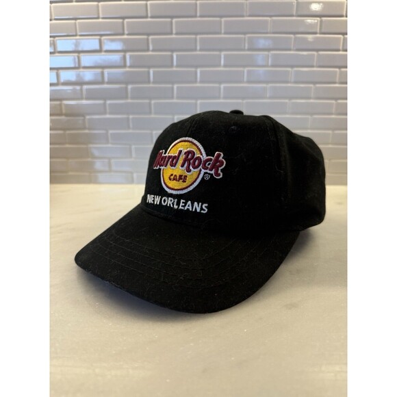 Classic Logo Hard Rock Cafe New Orleans Embroidered Strapback Hat 80s Retro OSFA - Picture 6 of 9